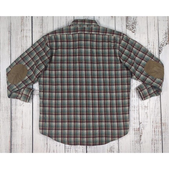 Pendleton Wool Shirt Sz XL Ramsay Tartan Vtg 80s Plaid‎ Long Sleeve Elbow Patch - Picture 4 of 5